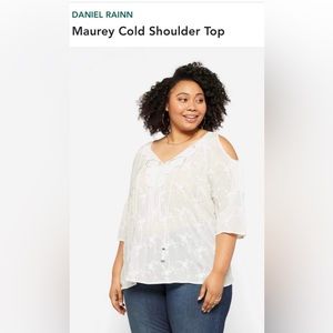 Daniel Rainn Cold shoulder boho top 1X white